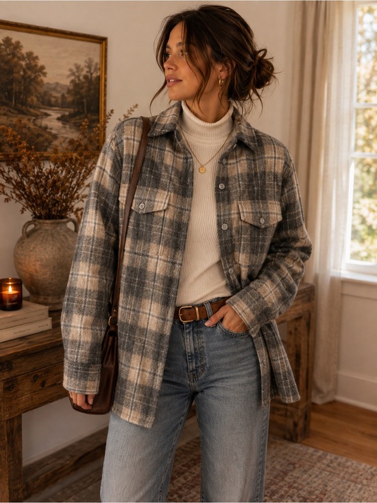 Jones New York Jackets & Blazers - Jones New York Country 90% Wool Plaid Shacket Shirt Jacket Size 8
